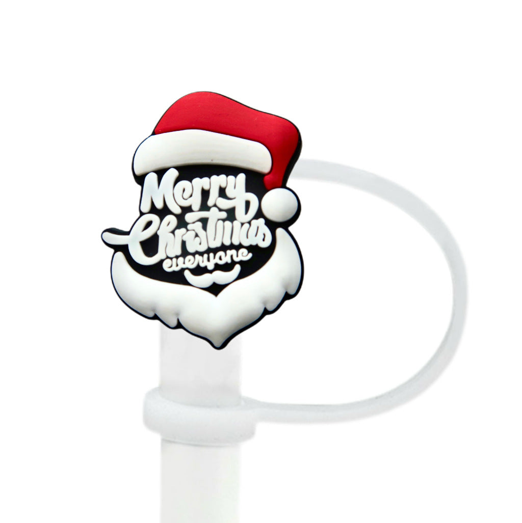 Wholesale 10pcs Christmas themed cartoons 8/ 10mm Straw Cover Straw Tube Cap