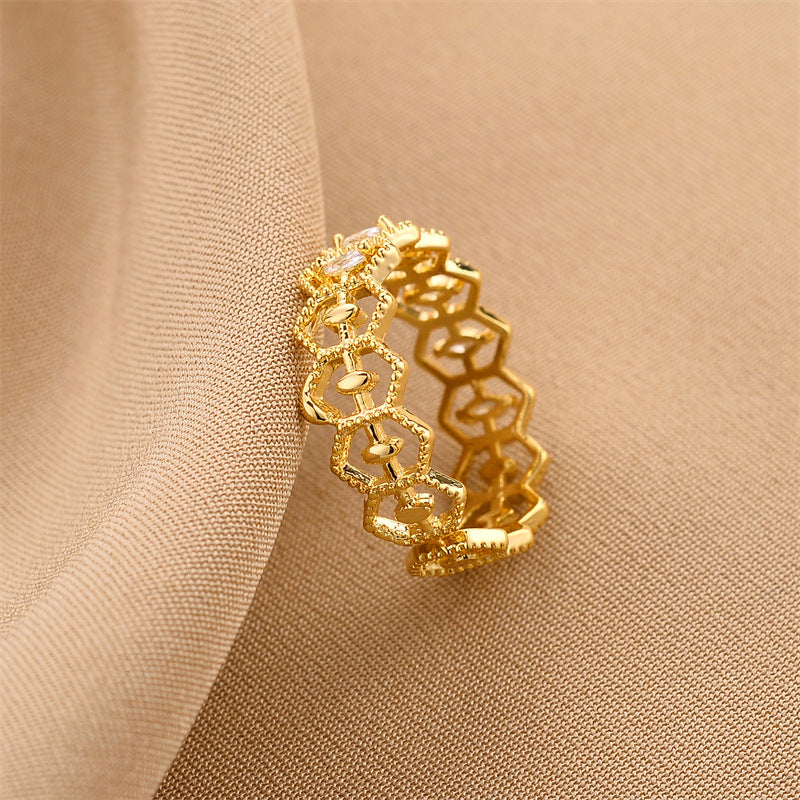 Wholesale Gold Plated Lace Zircon Ring