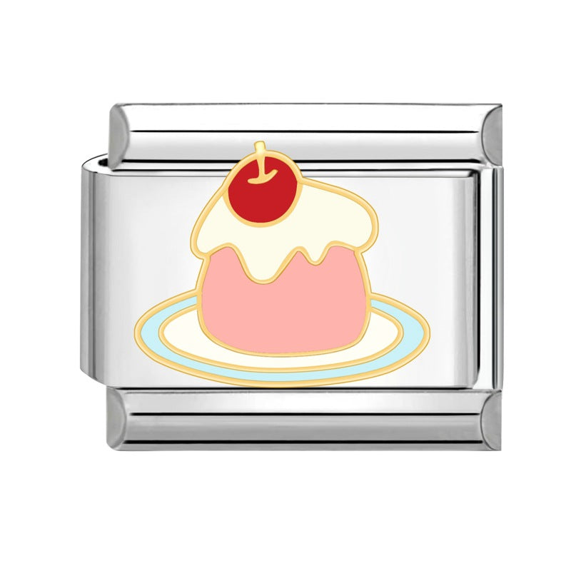 Wholesale Italian Charm Bracelet 9mm DIY Splicing Creative Dessert Stainless Steel Composable Bracelet