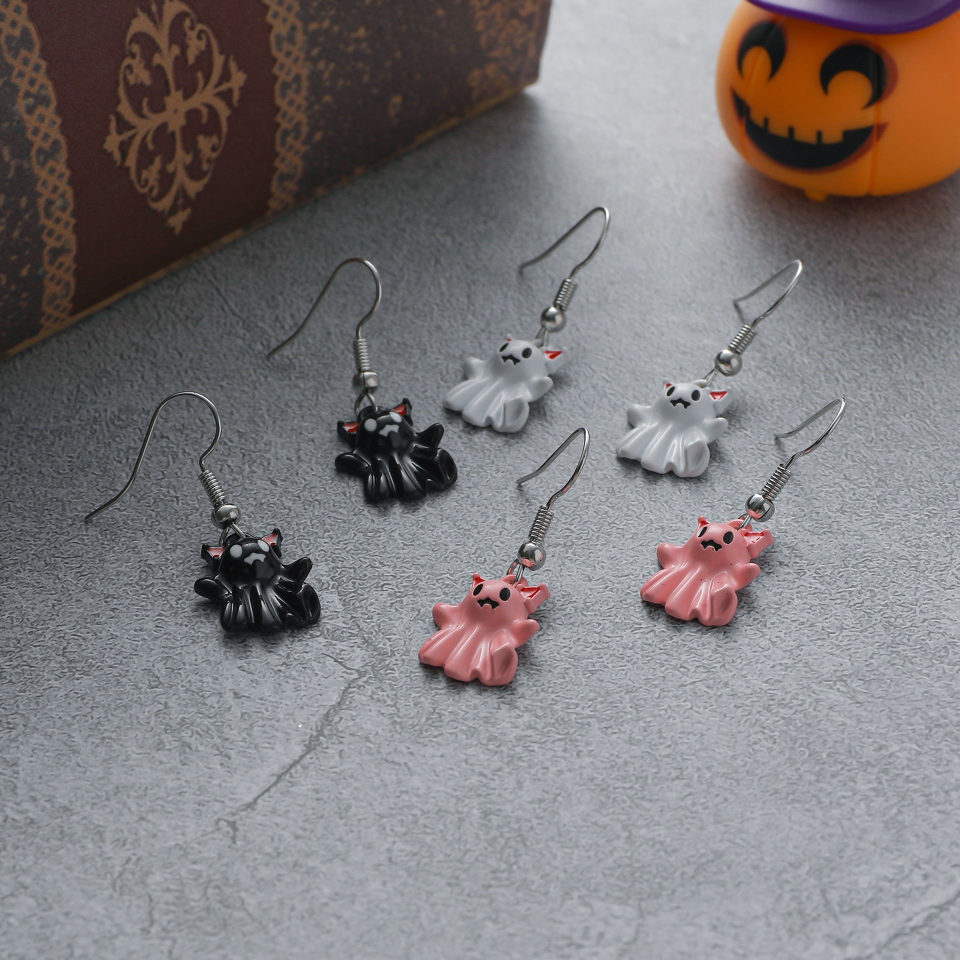 Wholesale  cartoon ghost spray paint alloy earrings