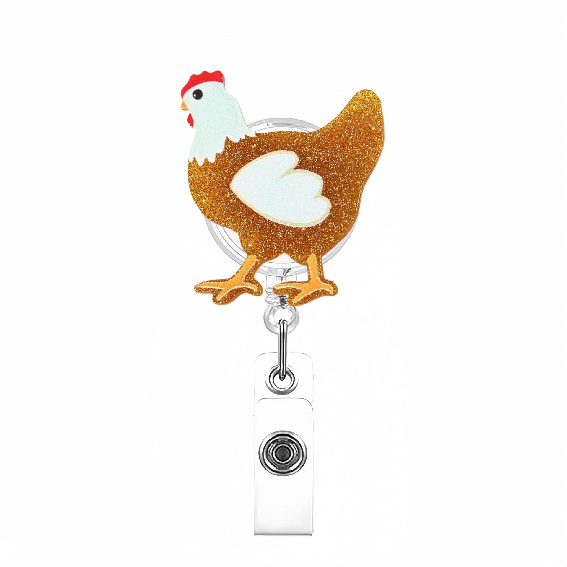 Wholesale Glitter Raccoon Acrylic Retractable Clip Badge Keychain