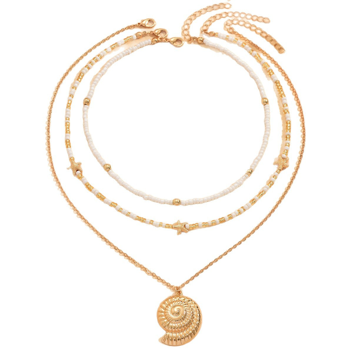 Wholesale starfish and conch pendant necklace