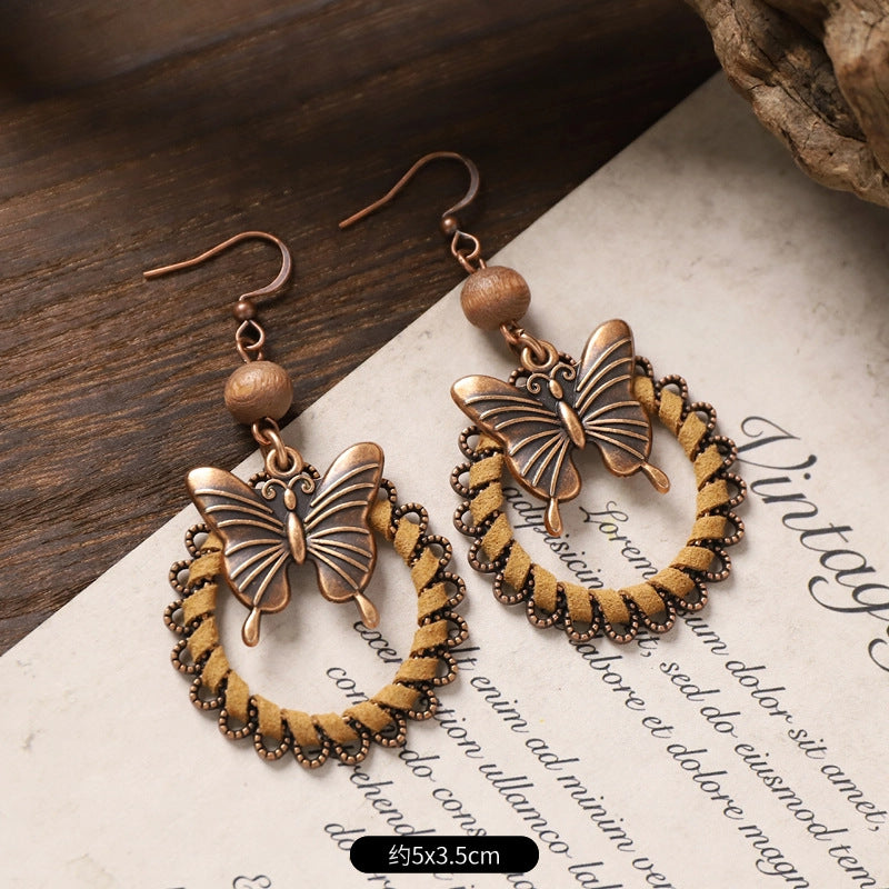 Wholesale Alloy Butterfly Bohemian Earrings Long Tassel Drop Earrings Fashion Accessory for Women Party Wear