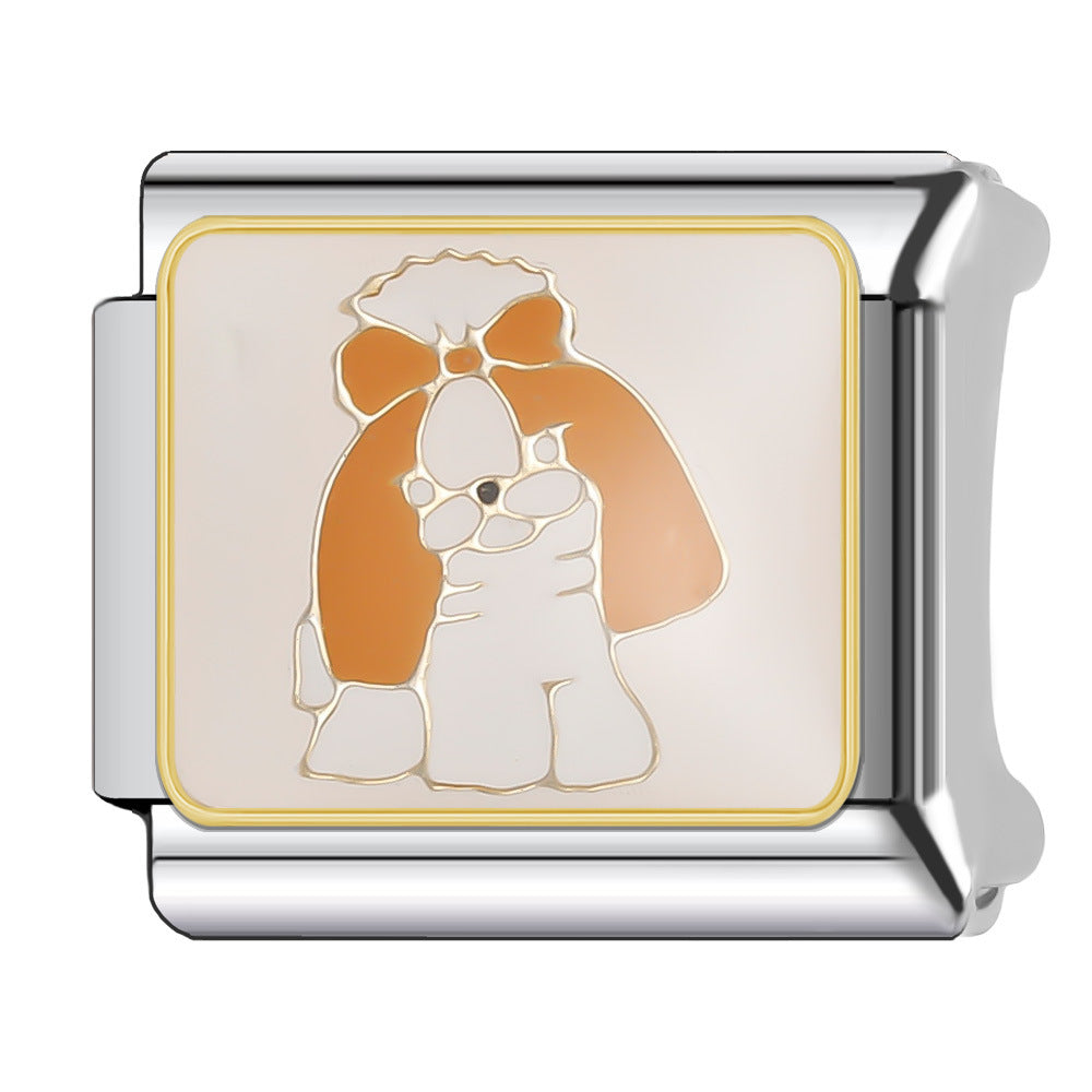 Wholesale Italian Charm Bracelet 9mm DIY Splicing Cute Animal Series Stainless Steel Composable Bracelet