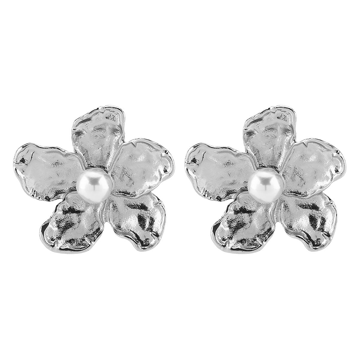 Wholesale Alloy Flower Exaggerated Irregular Pearl Geometric Earrings Ring Collar Bracelet