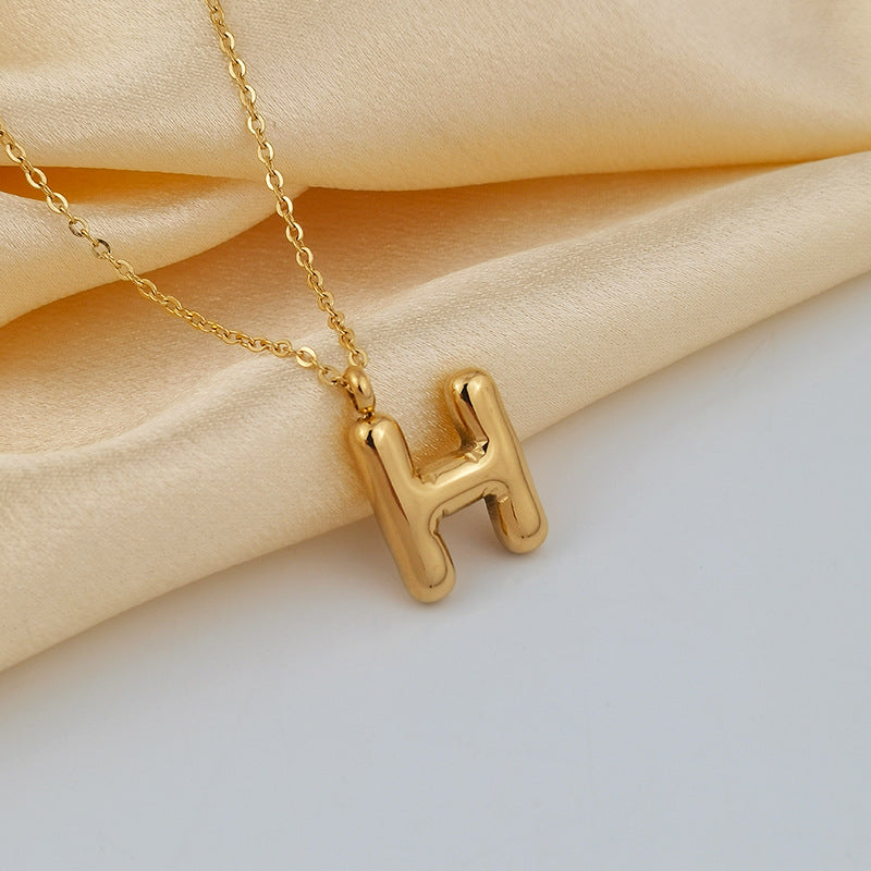 Wholesale 26 Letters 18K Gold Plated Polished Letter Necklaces ACC-NE-GuDi014