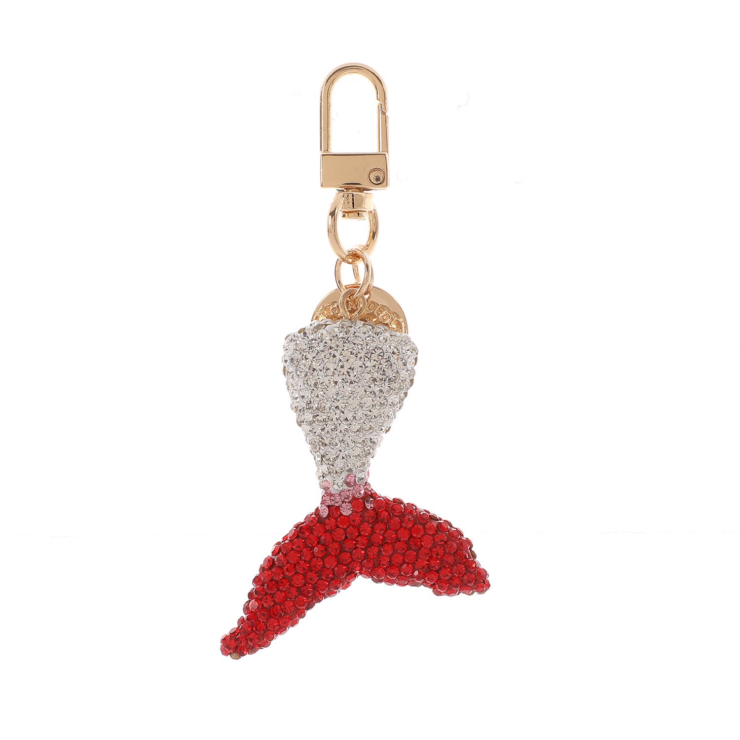 Wholesale diamond-encrusted cartoon mermaid keychain double-sided fish tail keychain