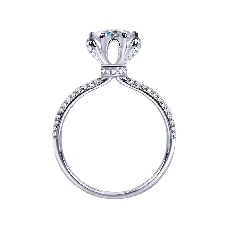 Wholesale  Diamond Ring Women's 1 karat  Mosan Six-Claw Rose Gold Non-fading Ring