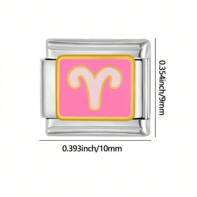 Bracelet de charme italien en gros 9 mm DIY Splicing Zodiac en acier inoxydable Bracelet composable