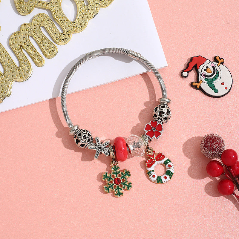 Wholesale Stainless Steel Christmas DIY Beaded Crystal Bracelet  ACC-BT-QingLian006