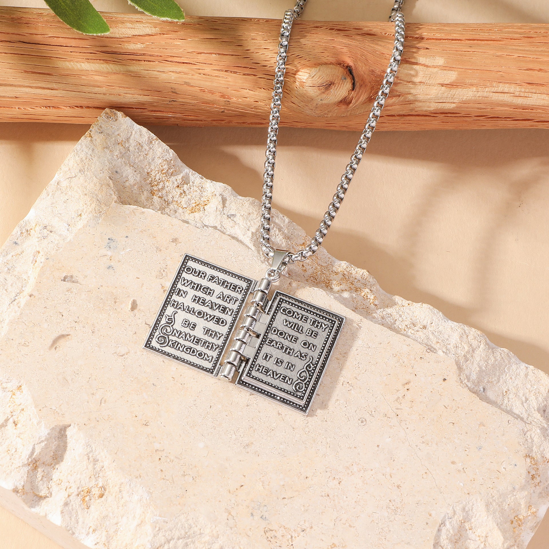 Wholesale  Popular Bible Cross Flip Page Hip Hop Pendant Necklace