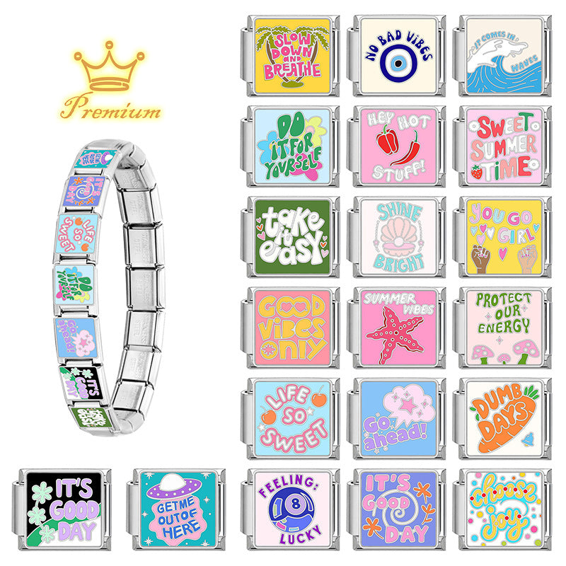 Wholesale 9mm Italian Charm Starter Bracelets DIY Lettere' mo' y Stainless Steel Composable Bracelet