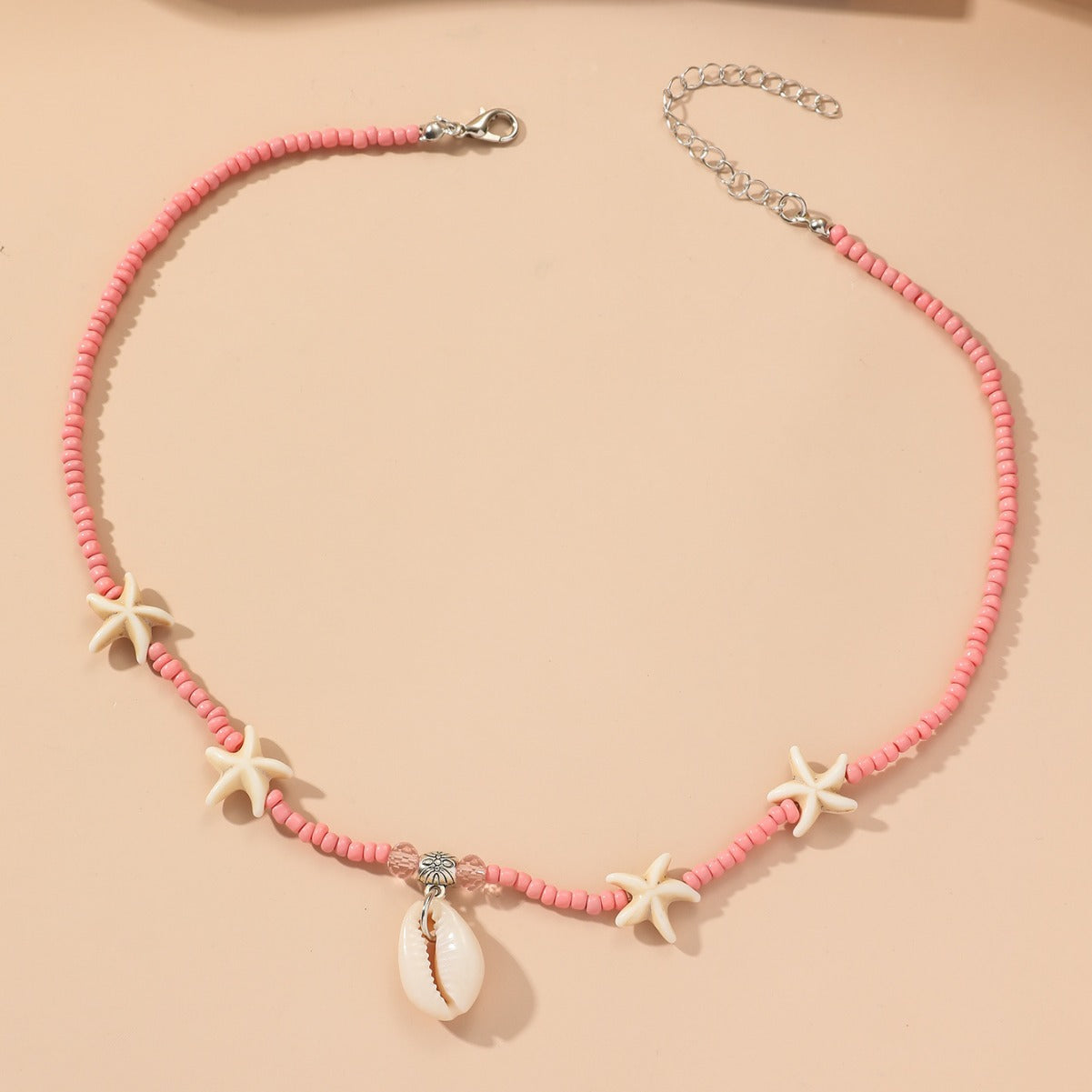 Wholesale Summer Bohemian Resort Style Shell Pendant Turquoise Starfish Rice Bead Necklace ACC-NE-Linlu002