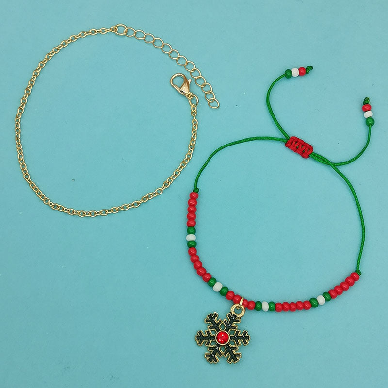 Wholesale Christmas Snowflake Tree Letter Rice Bead Double Layer Bracelet ACC-BT-Haol003