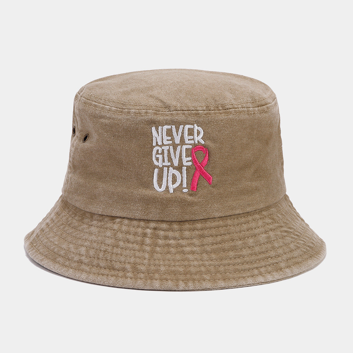 Wholesale Breast Pink Ribbon Embroidery Washed Bucket Hat ACC-HT-LvYi012