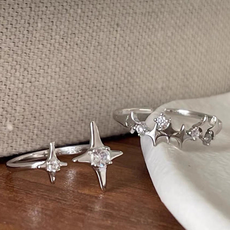 Wholesale Super fairy zircon star metal open ring