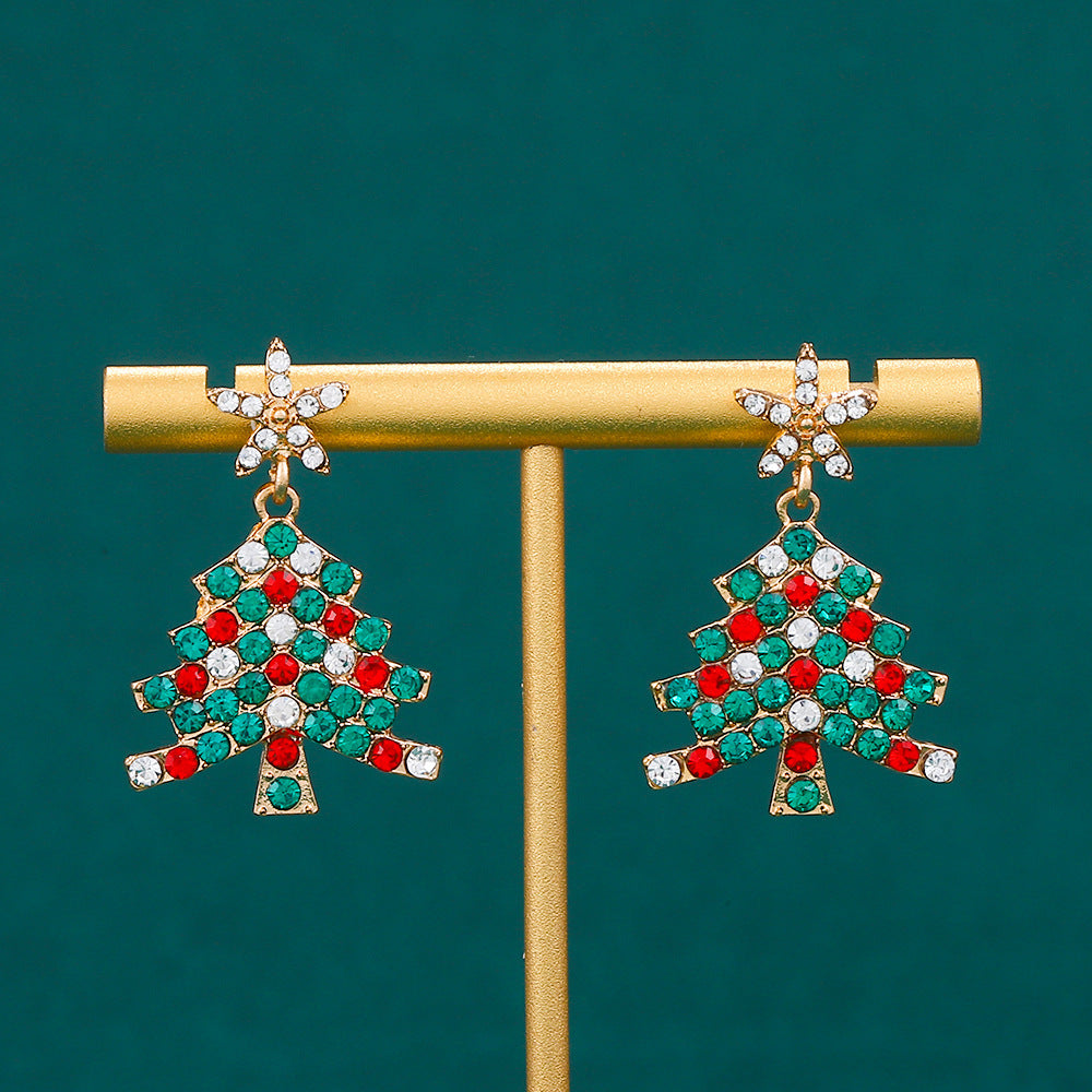 Wholesale Diamond Christmas tree colored diamond earrings
