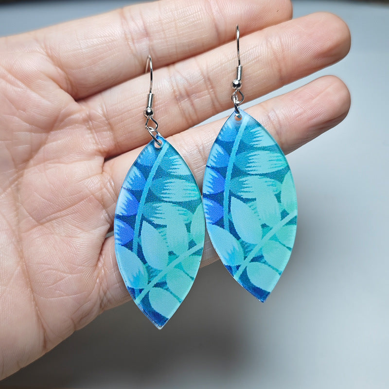 Wholesale Bohemian Green Leaf Earrings