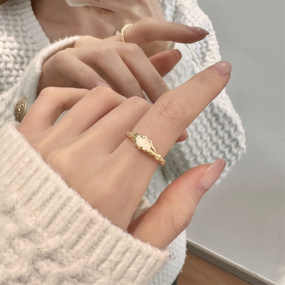 Wholesale Enamel Drip Butterfly Ring Mother-of-pearl Diamond Open Ring ACC-RS-Yues001