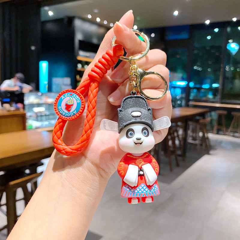Wholesale Cartoon Cute Panda PVC Soft Keychains Silicone Creative Keychain ACC-KC-XinShu015