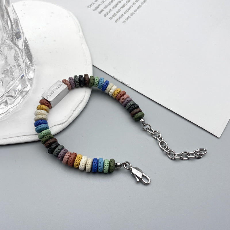 Wholesale Colorful Volcanic Stone Bracelets Splicing Cube Bracelet ACC-BT-Hexin001