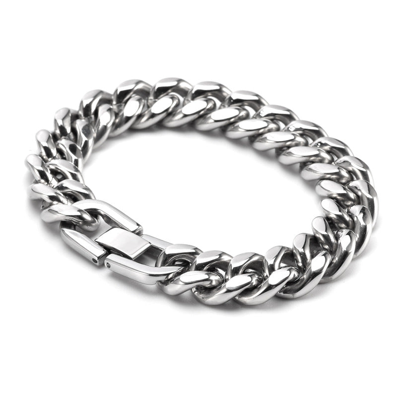 Bracciale in acciaio inossidabile di tendenza a catena cubana con luce a specchio punk all'ingrosso