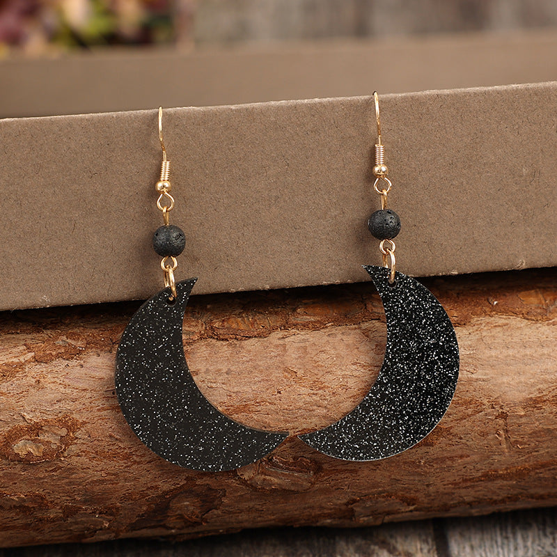 Wholesale Vintage Sequin Moon Acrylic Earrings