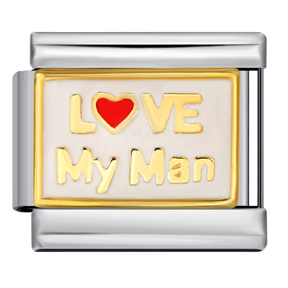 Wholesale Italian modular stainless steel welding dripping oil  DIY bracelet