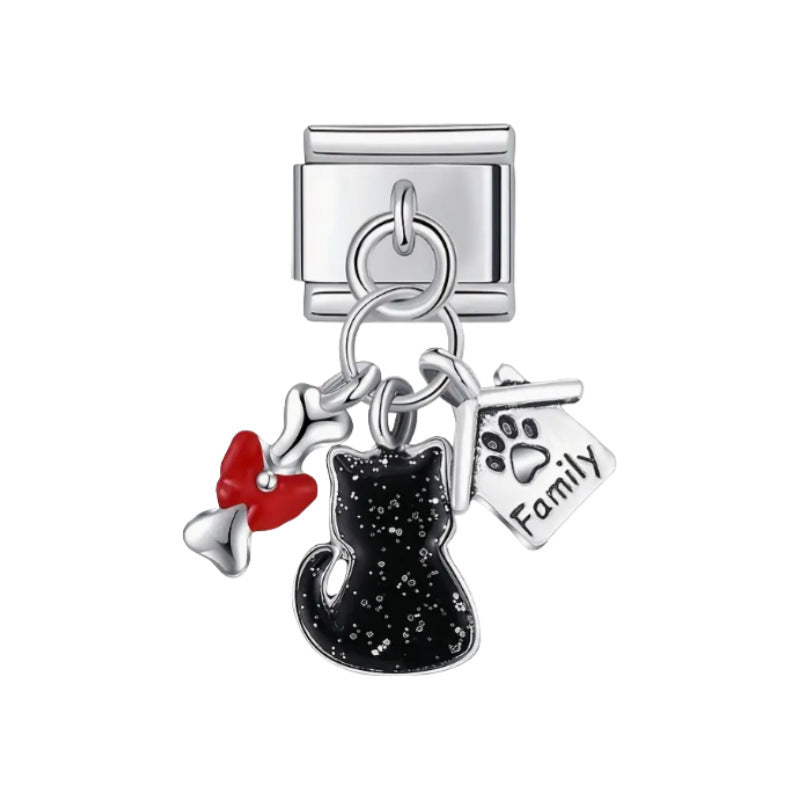 Wholesale Stainless Steel Cute Dog Pendant Charm DIY Modular for Bracelet Making Jewelry Accessory Gift