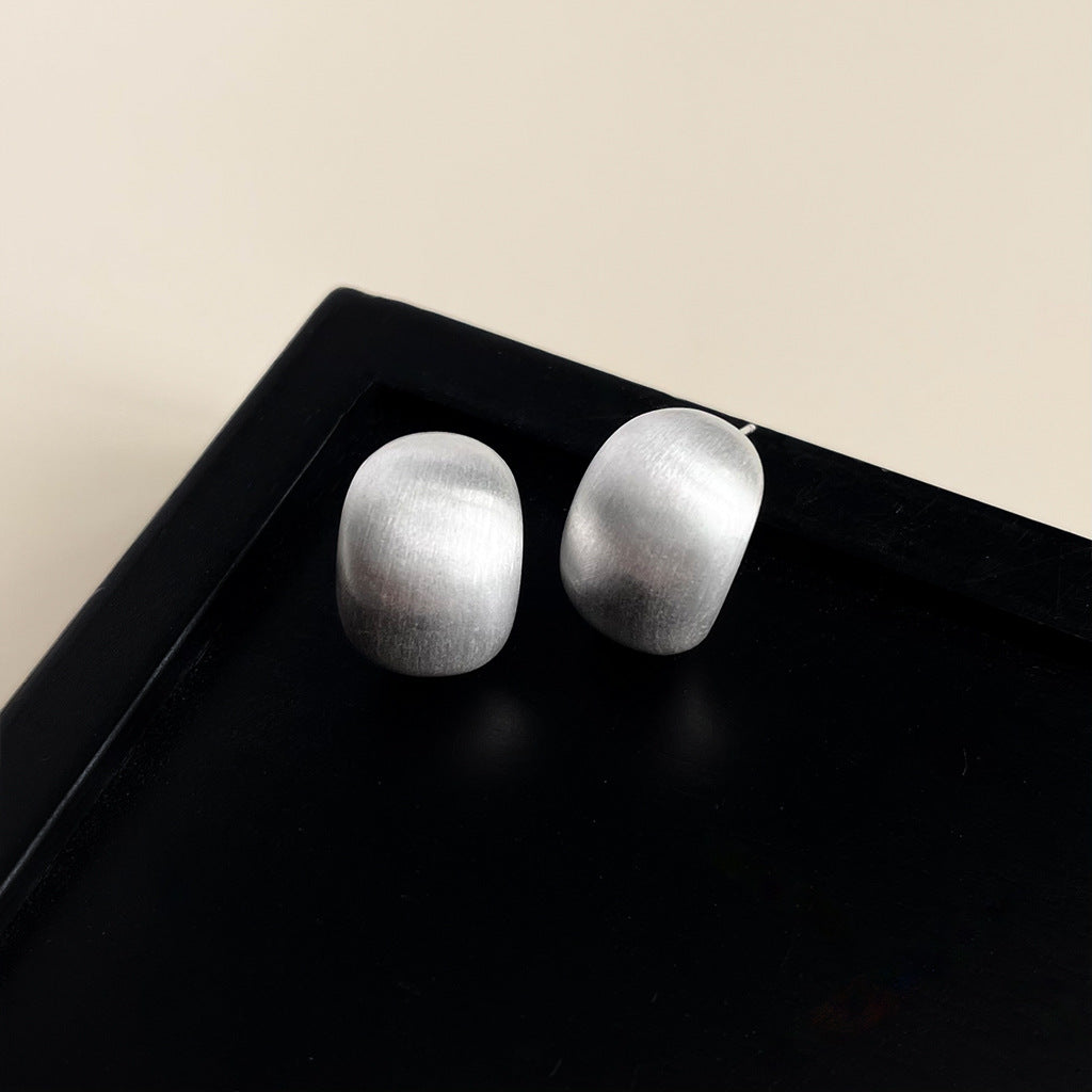 Wholesale  simple brushed frosted bean stud earrings
