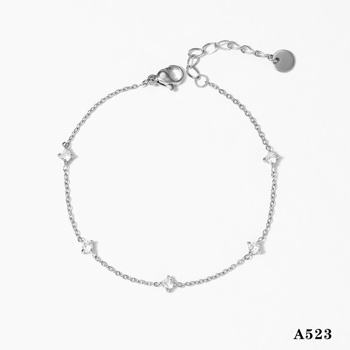 Wholesale Stainless steel zircon necklace bracelet anklet suit