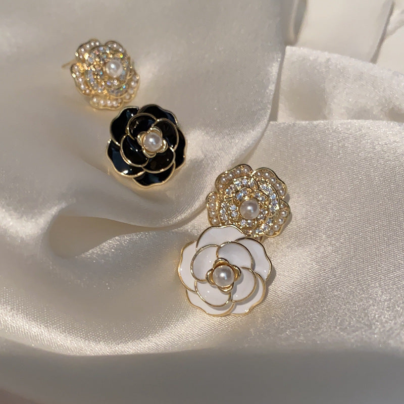 Wholesale Sterling Silver Earrings Flower Pearl Earrings ACC-ES-Hanxi014