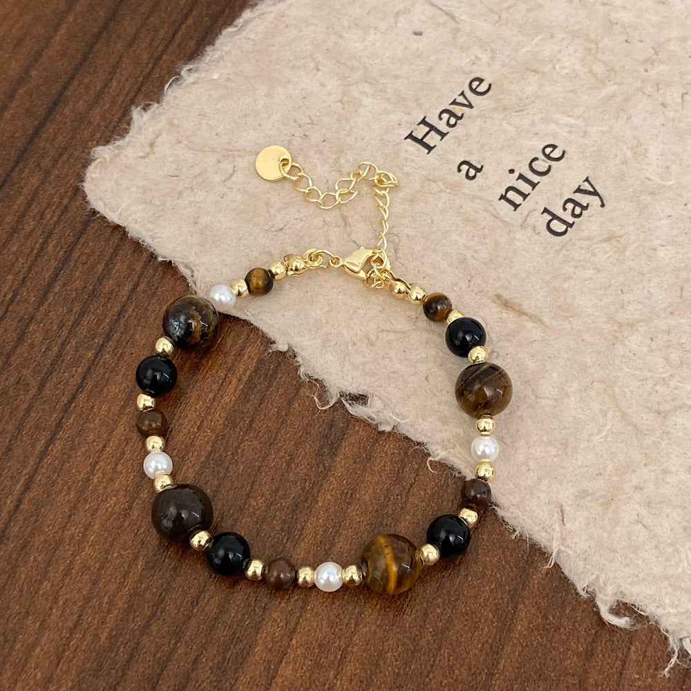 Wholesale Beaded Necklace  Tiger Eye Necklace  Elegant Collarbone Chain Jewelry