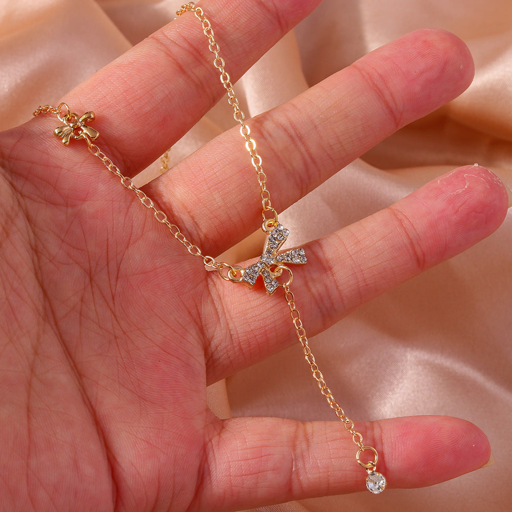 Wholesale  rhinestone bow necklace high-end design clavicle chain