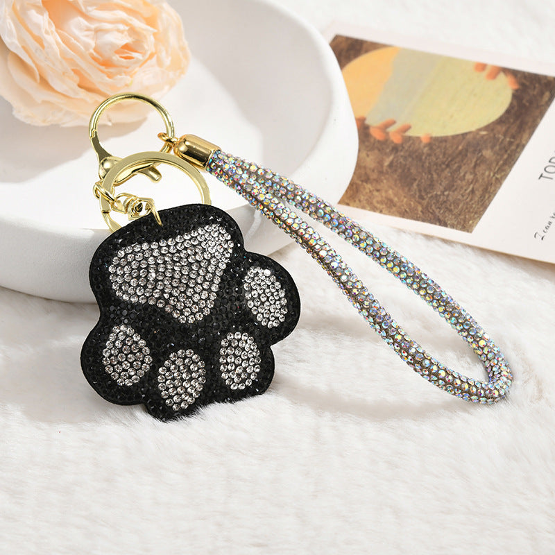 Wholesale Pink Leather Cartoon Rhinestone Keychain Bag Charm Gift