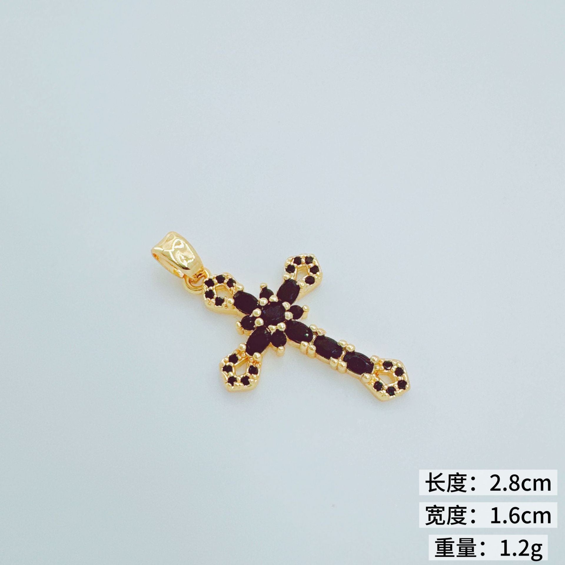 Wholesale Light Luxury Gold Plated Copper Cross Pendant with Zircon