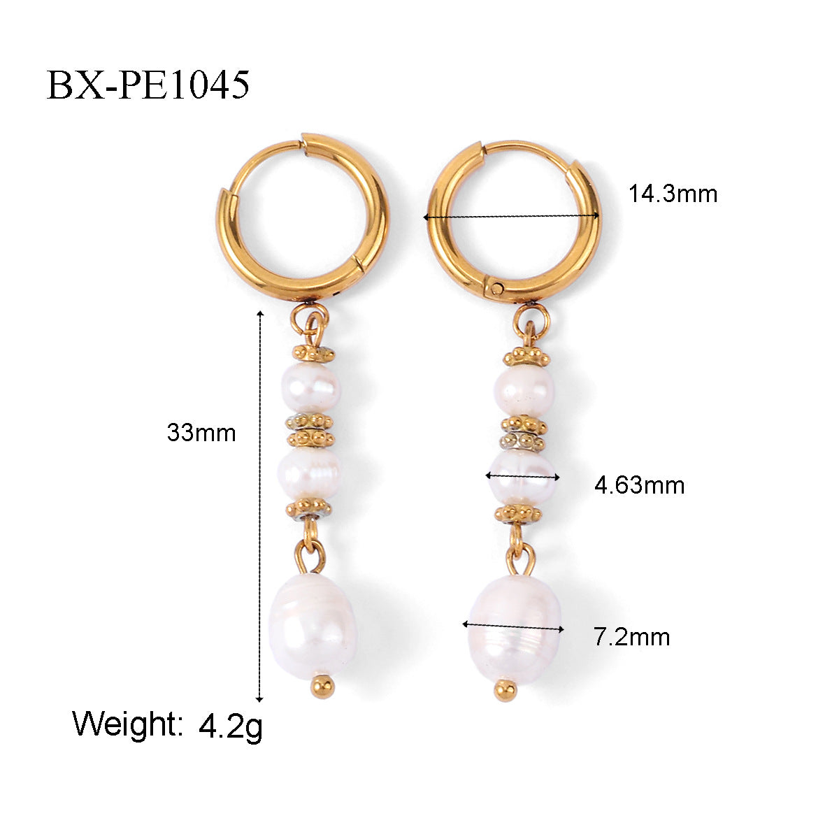 Wholesale Light Luxury Freshwater Pearl Hoop Tassel Earrings Titanium Steel Fashion Accessory