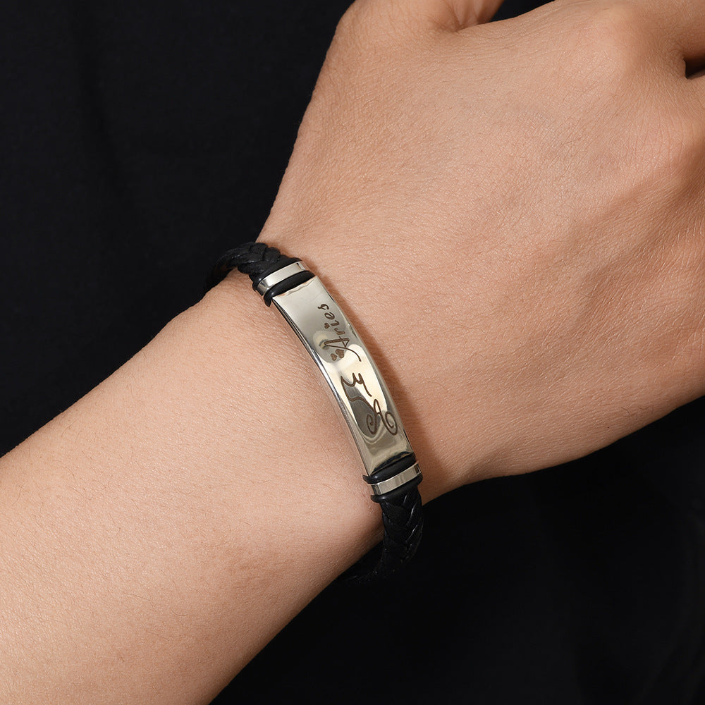 Wholesale  12 Constellation Bracelet Stainless Steel Leather Bracelet Jewelry