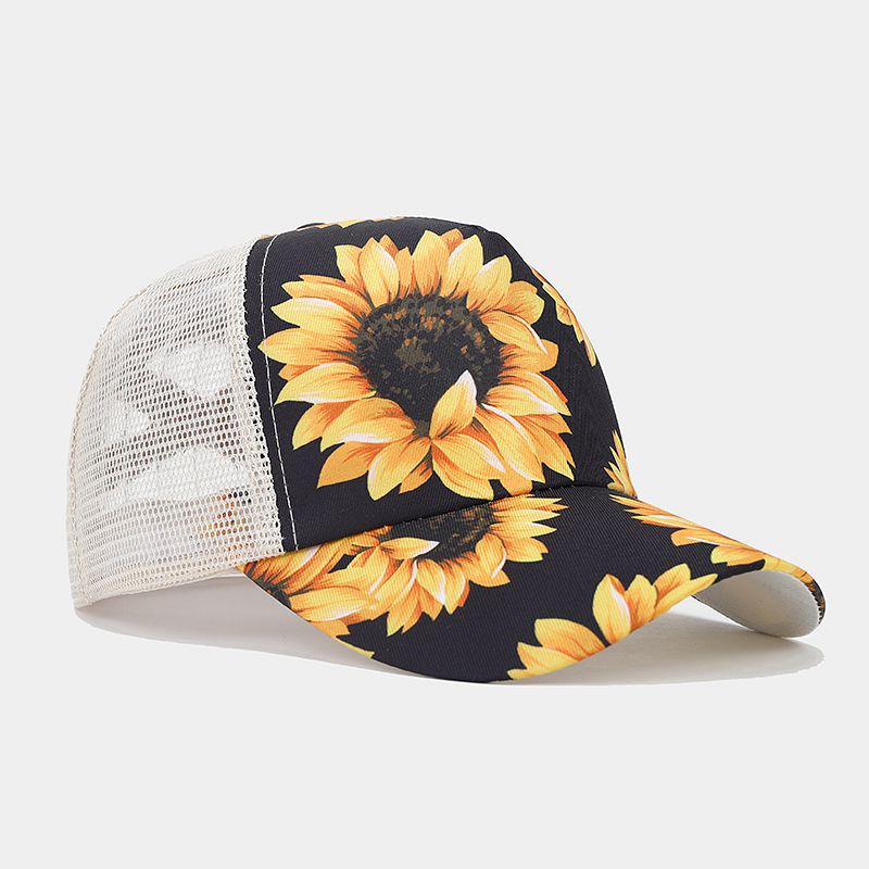 Wholesale Western Style Sunflower Cow Pattern Aztec Ponytail Hat Mesh Cap Baseball Cap ACC-HT-LvYi001