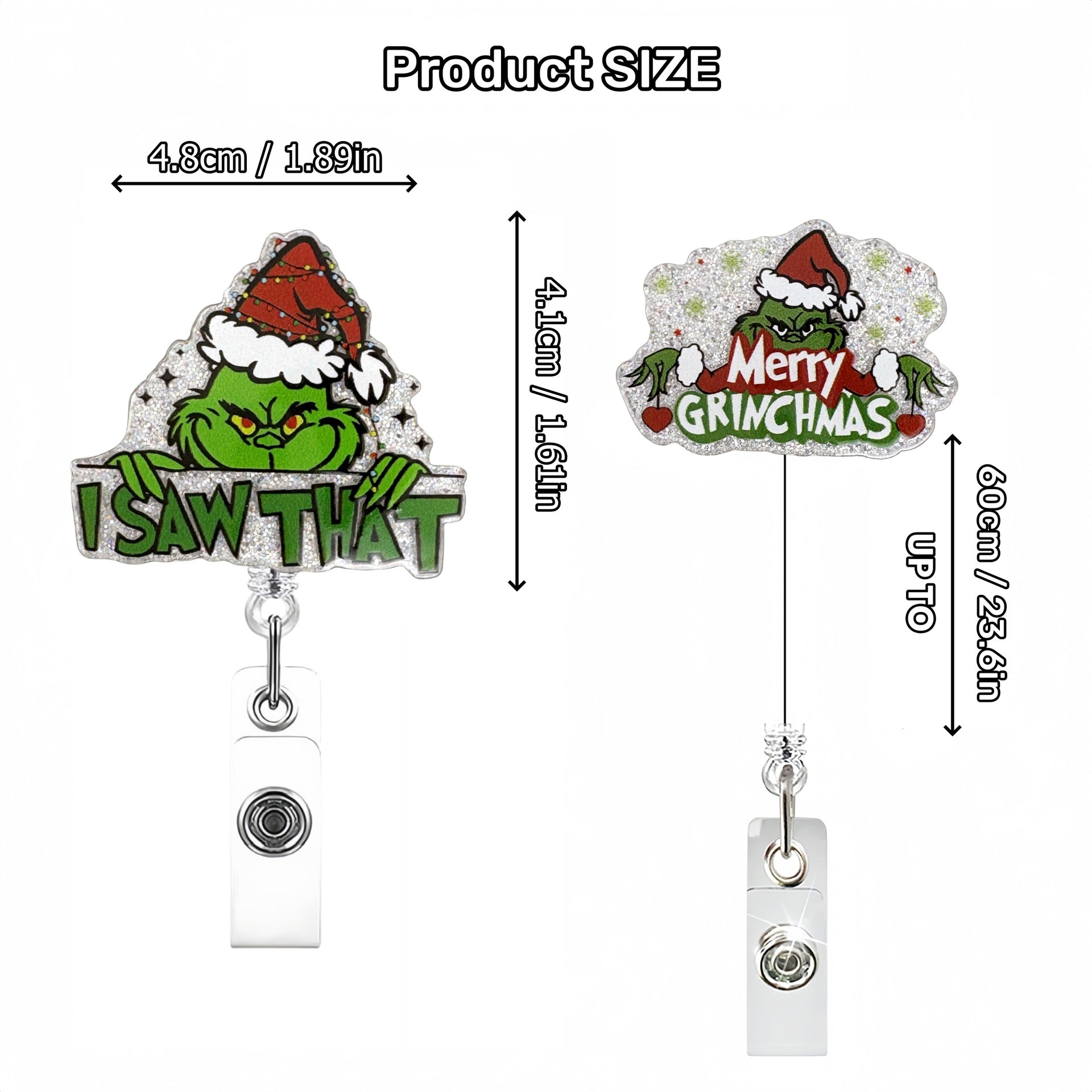 Wholesale  Christmas Cartoon Green Monster Badge Reels Keychains