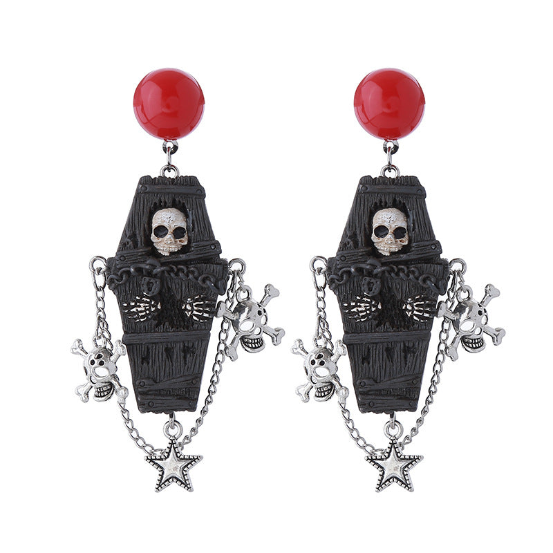 Wholesale  Skull Mummy Coffin Star Earrings Plastic Resin Party Wear Accessory