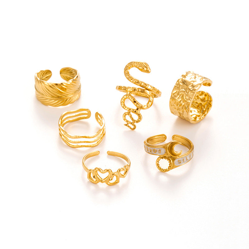 Wholesale  Snake Love Vintage Titanium Steel Opening Adjustable Ring