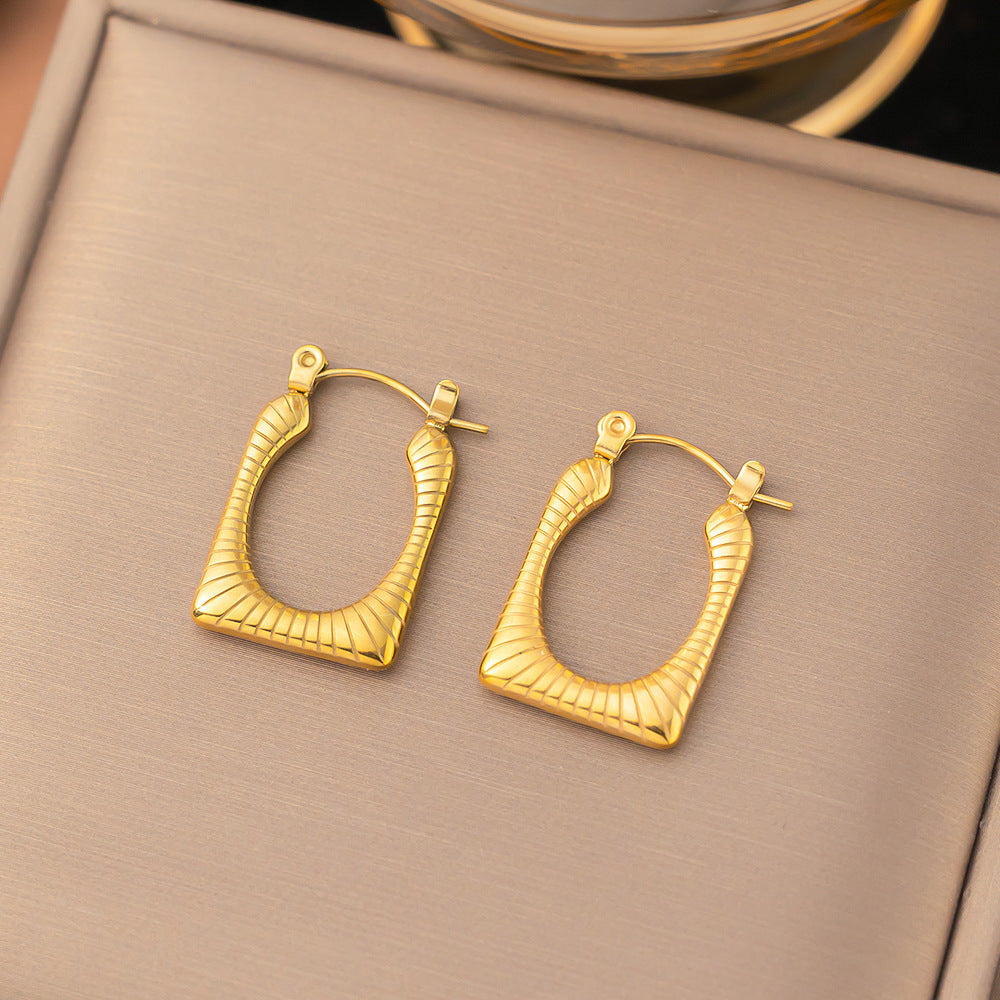 Wholesale 18K Gold Plated Earrings Titanium Steel Earrings Hollow Earrings ACC-ES-Qinzhe001