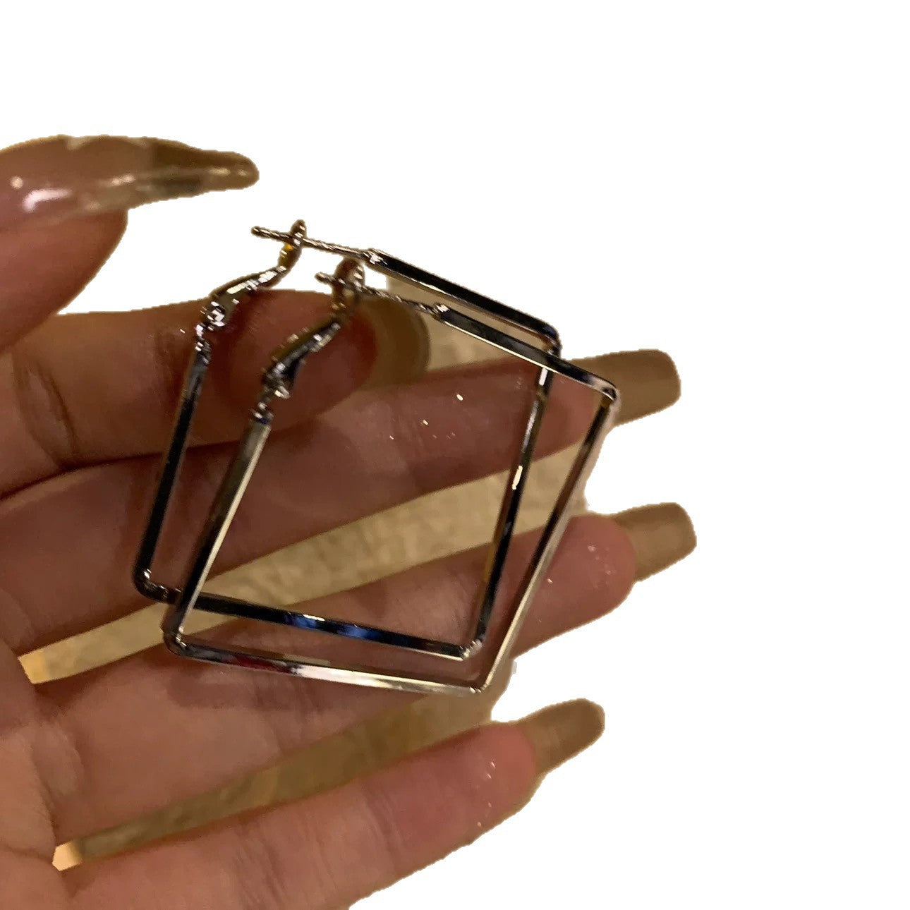 Wholesale Trendy Geometric Square Drop Earrings For Women 925 Silver Post Plated Metal Elegant Fashion Jewelry Accessory For Party And Daily Wear