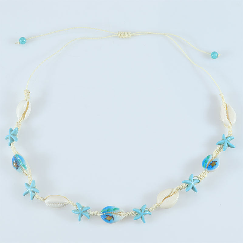 Wholesale  bohemian style natural shell starfish handmade woven bracelet