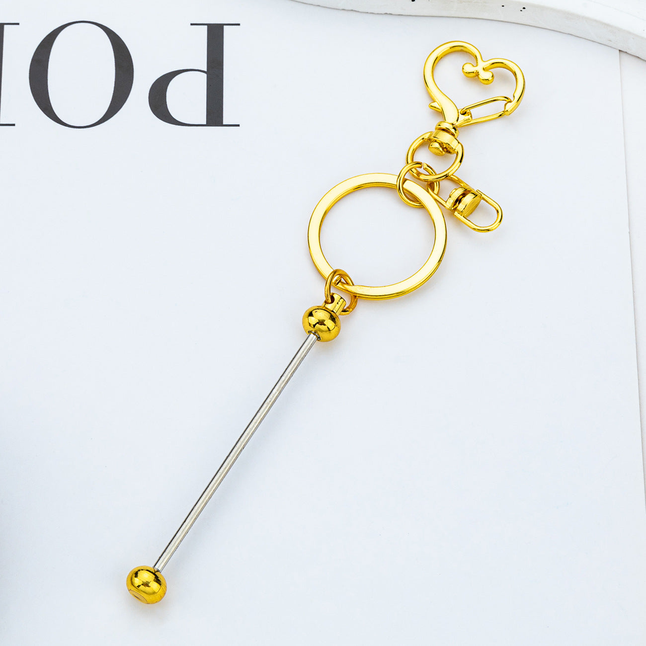 Wholesale DIY Beaded Heart Keychain Pendant Beadable Keychains