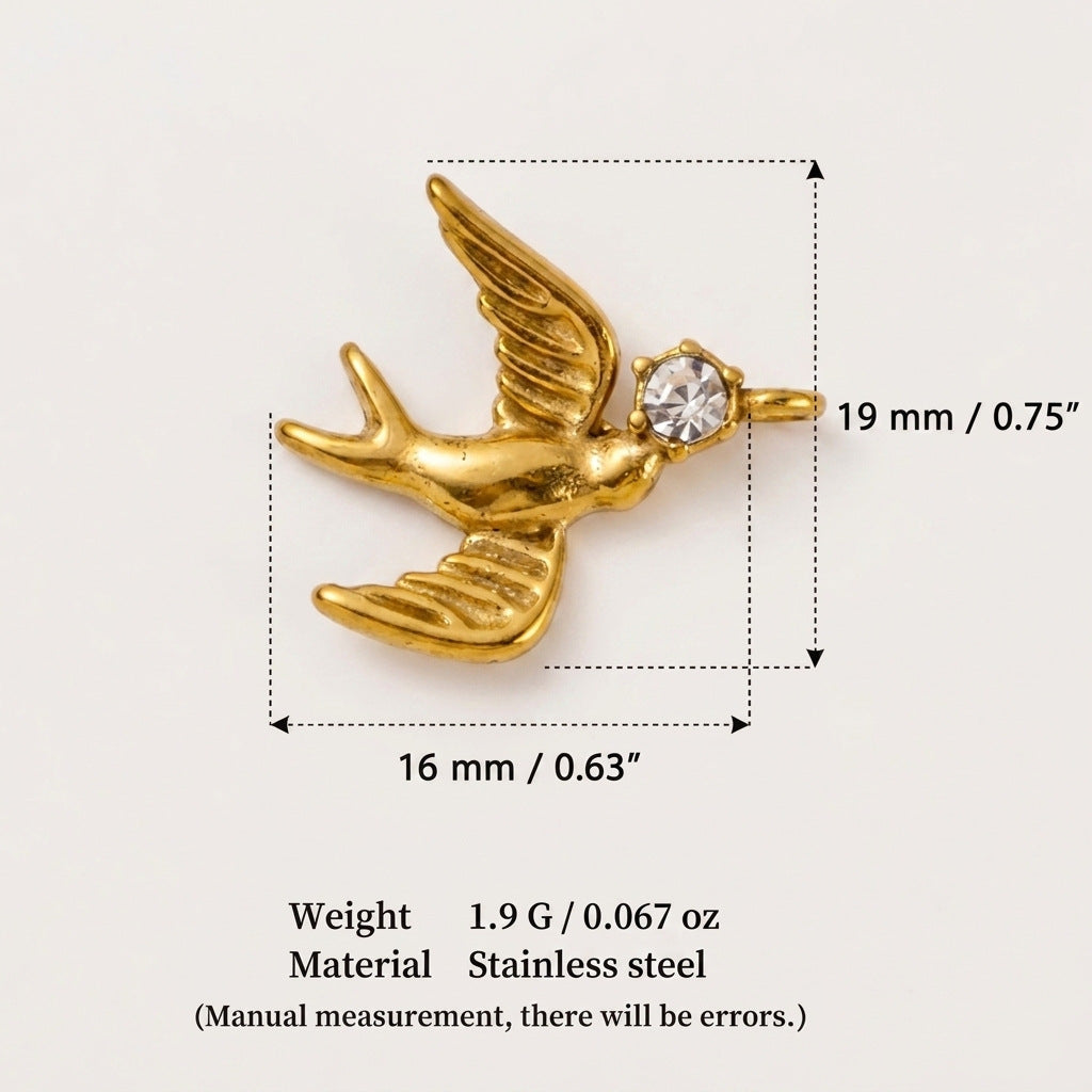 Wholesale European and American Cross-Border Simple Stainless Steel Necklace Colorfulful Zircon Heart Cloud Flower Bird DIY Color-Preserving Pendant