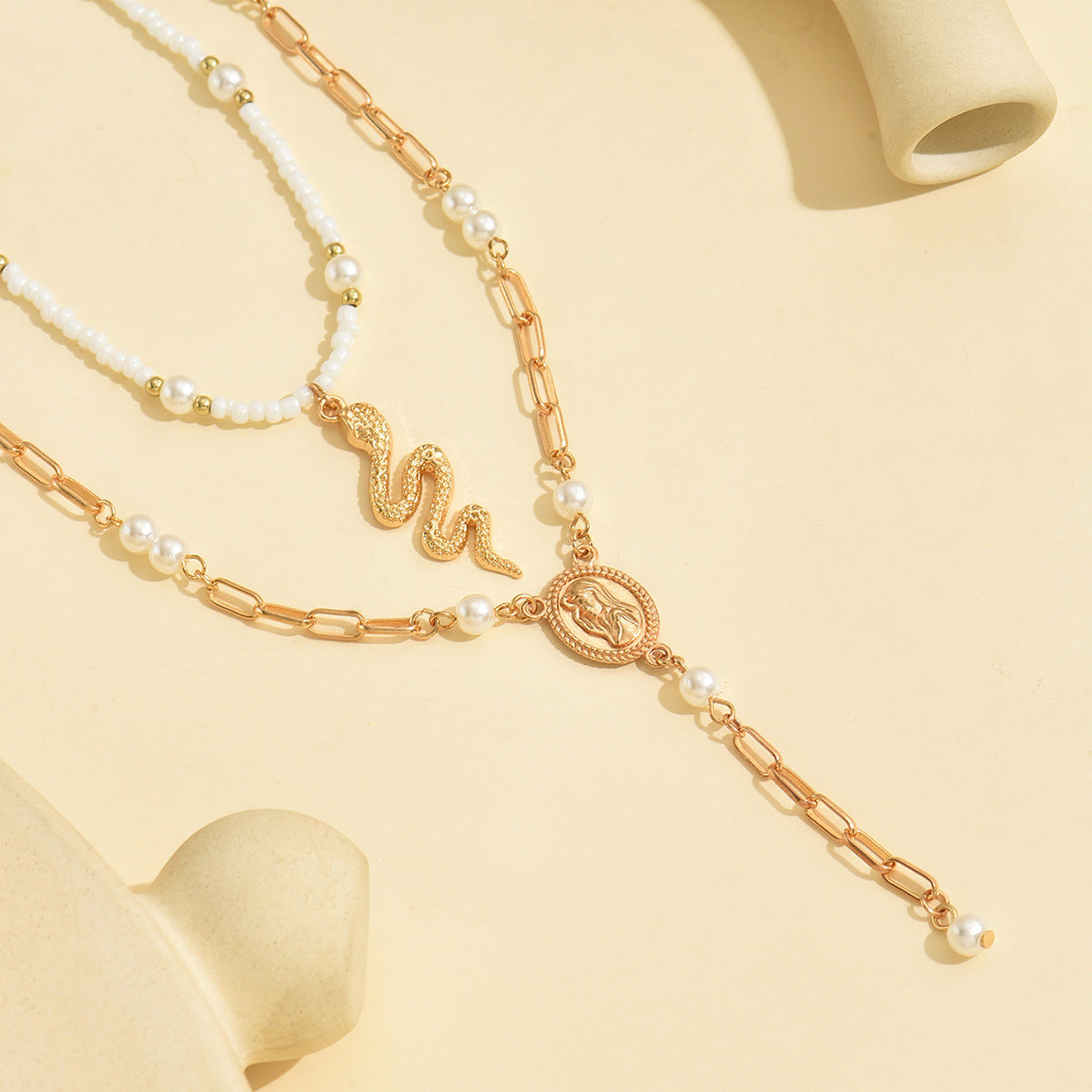 Wholesale oversized snake Virgin Mary pendant necklace