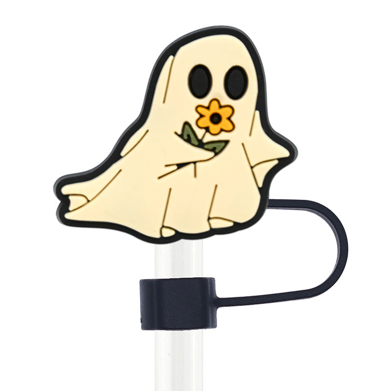 Wholesale Random 100pcs Halloween 10mm PVC Soft Straw Tube Cap ACC-SCR-RYY085