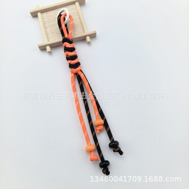 Wholesale Trendy Hand Knitted Contrast Color Keychain Lanyard Polyester Car Key Accessory